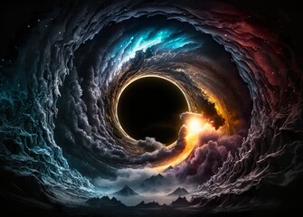 Dancing along the cosmic waves, a starlight encased in a mesmerizing blackhole glow that never fades