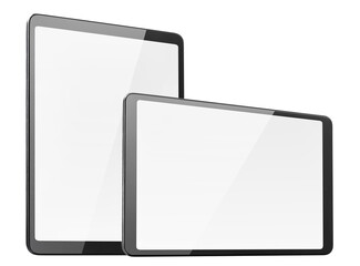 Black tablet computers cut out