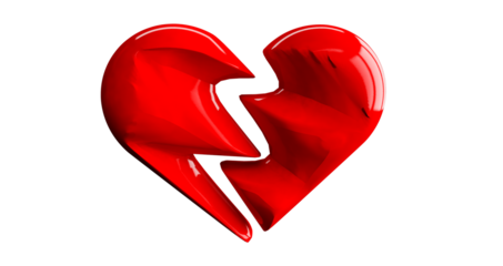 3d render of red broken heart