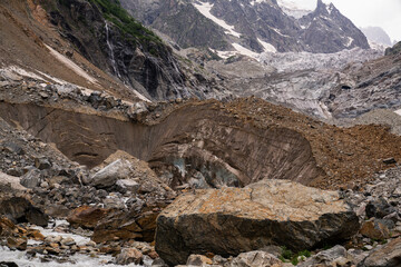 Fototapeta na wymiar Mountains in Georgia Mestia Glacier Ushba