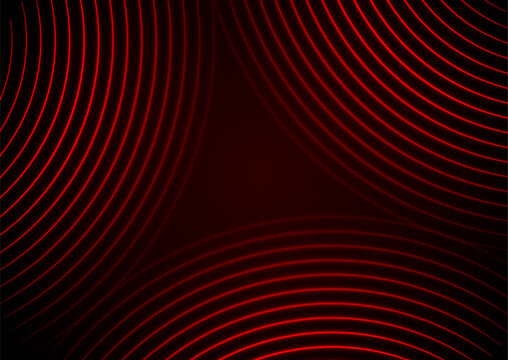 Red Neon Curved Lines Abstract Futuristic Geometric Background. Vector Design