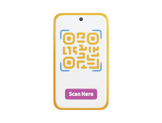 Qr code with phone 3d vector icon illustration