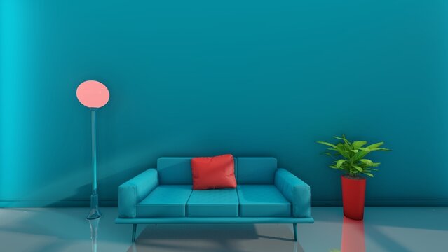 Free photo sofa in living room interior with copy space. 3d renders