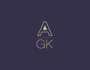 AGK letter logo design modern minimalist vector images