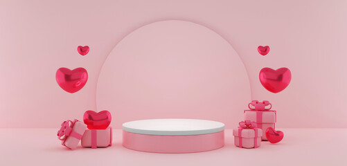 3D Render Valentine's Day background product display stage