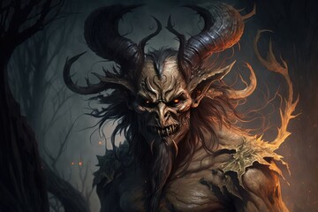 A cunning and powerful demon, with the ability to possess the bodies of the living and bend them to its will. Digital art painting, Fantasy art, Wallpaper.