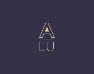 ALU letter logo design modern minimalist vector images