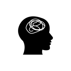 Man head mind thinking vector icon. Thinking about mess or problem illustration vector.