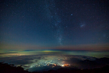 Fototapeta premium Night island from the top of the volcano
