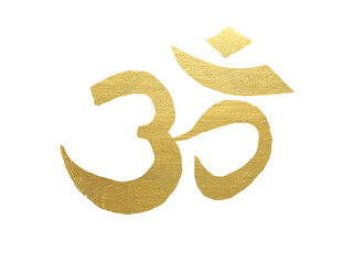 watercolor painting golden hindu om symbol png.	 - obrazy, fototapety, plakaty