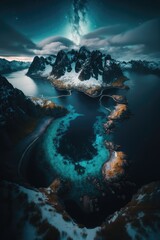 Lofoten and fjords of Norway made with generated ai