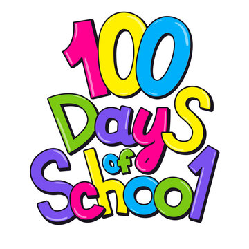 Inscription 100 Days of School in comic style. Illustration on transparent background