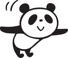 かわいいシンプルパンダ　ペコリとお辞儀をする
