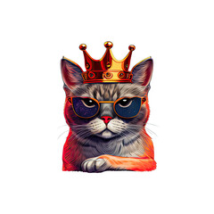 cat with glasses and a crown