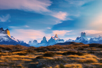 landscape with sky and clouds over mountains