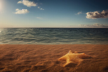 sunset on the beach enjoying the perfect horizon with sandy beach