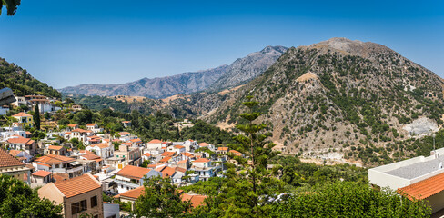 Panoramic view of a Argiroupoli village in Crete