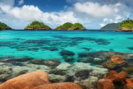 beach with turquoise water beautiful paradise