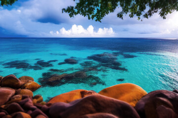 tropical paradise island the big blue clear ocean