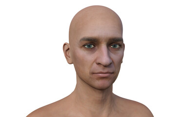Portrait of a healthy man, 3D illustration showing normal male face