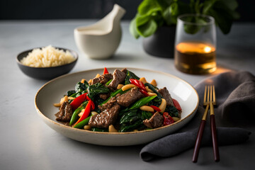 Delicious Beef Stir-Fry in Close-Up Shot