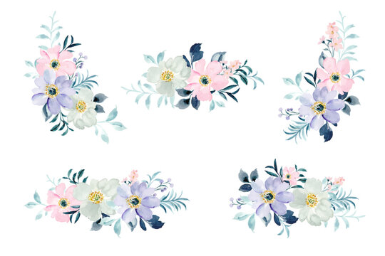 Pastel watercolor floral arrangement collection