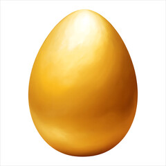 Shiny Golden Egg Isolated Detailed Hand Drawn Painting Illustration