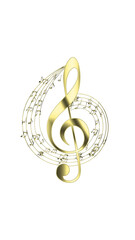 Music Notes Background. Treble clef with musical notes, PNG format illustration with alpha channel.