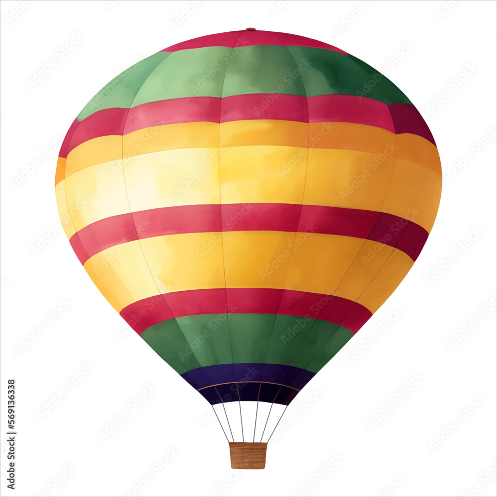 Sticker hot air balloon isolated detailed hand drawn painting illustration