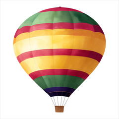 Hot Air Balloon Isolated Detailed Hand Drawn Painting Illustration