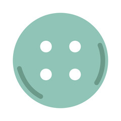 Vector clothing green button with four holes. Sewing button in flat design.