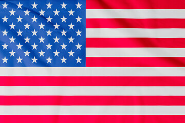 Flag of  United States of America (USA) with natural material creases as a background