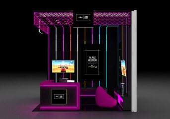 Exhibition Booth Stand. Trade Show Stall Design. 3D Illustration