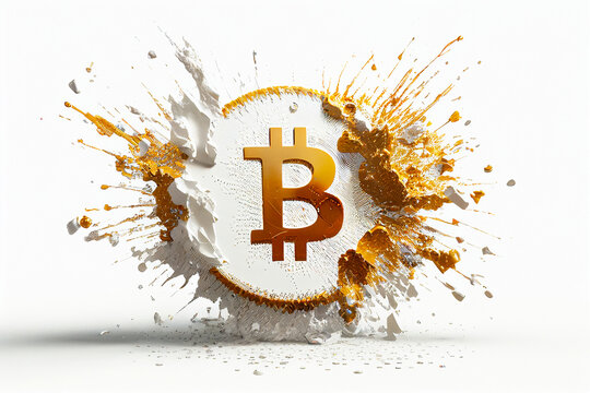 Bitcoin cryptocurrency btc crash explosion bear market white background