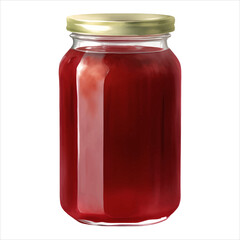 Strawberry Jam in Jar Isolated Detailed Hand Drawn Painting Illustration