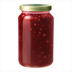 Strawberry Jam in Jar Isolated Detailed Hand Drawn Painting Illustration