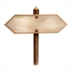 Wooden Signpost Isolated Detailed Hand Drawn Painting Illustration