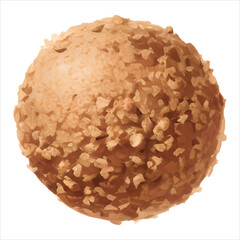 Crunchy Chocolate Ball Isolated Detailed Hand Drawn Painting Illustration