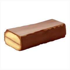 Wafer with Chocolate Glaze Isolated Detailed Hand Drawn Painting Illustration
