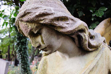 Woman angel with a look of mercy. Good and evil	
