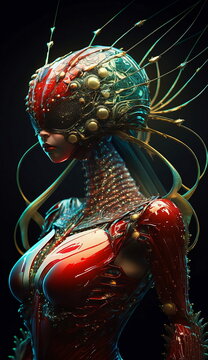 Lobster Armor-Clad Woman Science Fiction Character