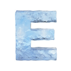 Ice font 3d rendering, letter E