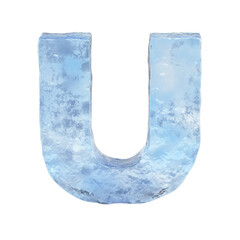 Ice font 3d rendering, letter U