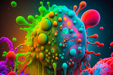 Fototapeta na wymiar Germes, microbes et virus colorés - Générative IA