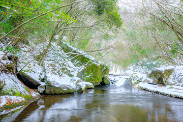 冬の岳切渓谷　大分県宇佐市　Takkiri Valley in winter.　 Oita Prefecture, Usa city.