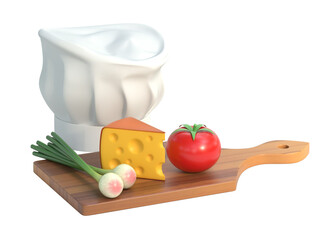 Cooking 3d concept, food preparation 3d rendering