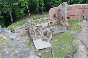 The ruin of the Castle of Wagenbourg Engenthal Alsace France 