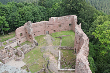 The ruin of the Castle of Wagenbourg Engenthal Alsace France 