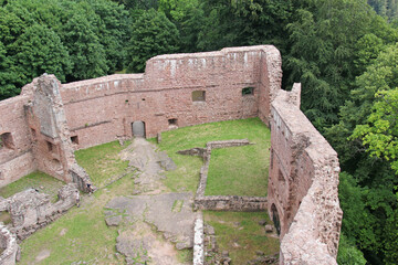 The ruin of the Castle of Wagenbourg Engenthal Alsace France 