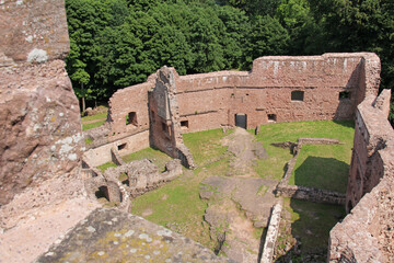 The ruin of the Castle of Wagenbourg Engenthal Alsace France 